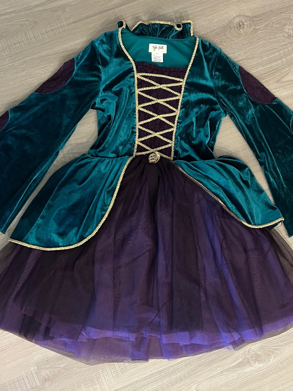 Girls Medieval Princess Dress Costume in Teal and Purple Velvet Hocus Pocus 14